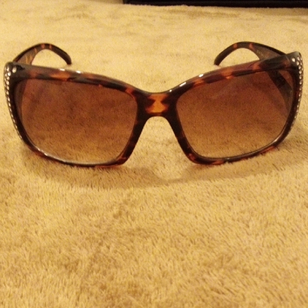 Tortoise Shell Sunglasses with Rhinestone Accents